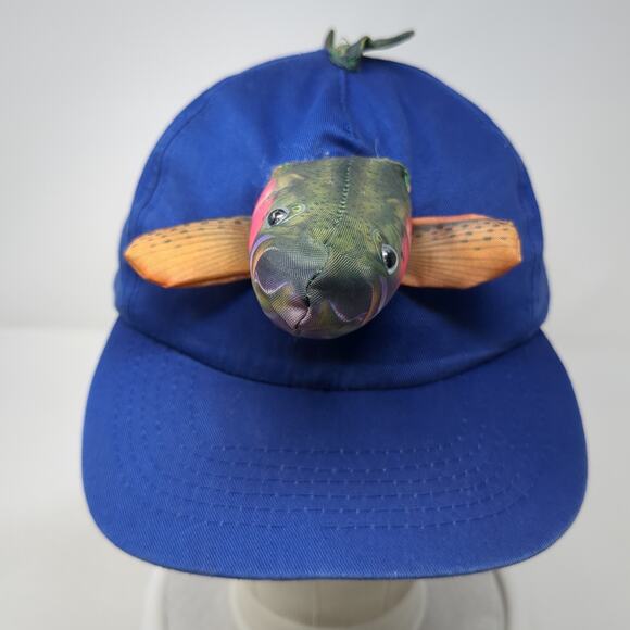 3D Fish Snapback 5 Panel Cap Blue One Size Adjustable Outdoor Cotton - Picture 2 of 9